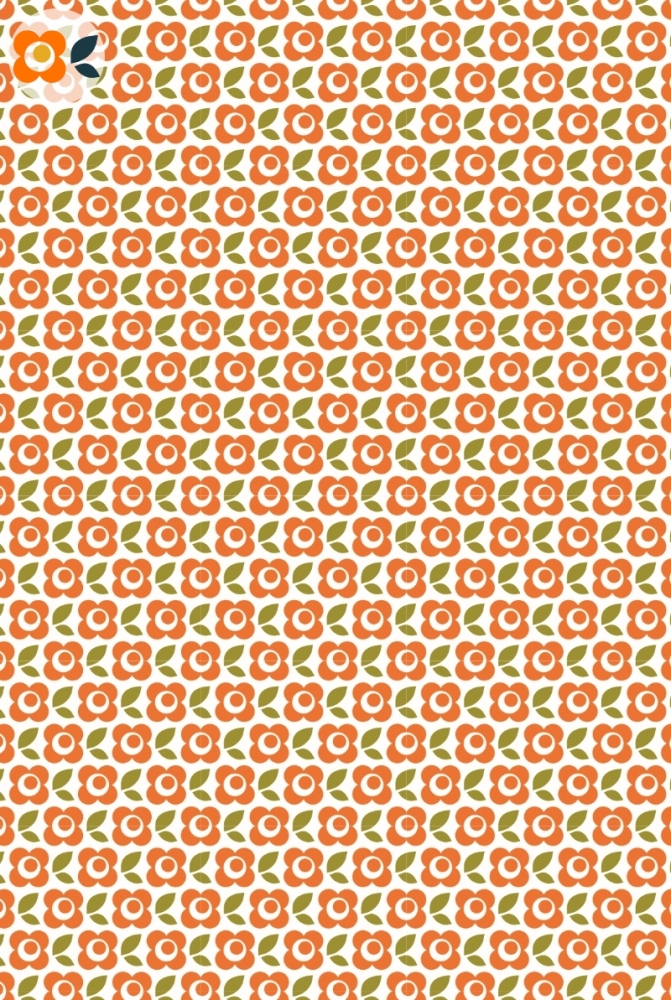 Geschenkpapier/ Bastelpapier Glckliche 60er, orange