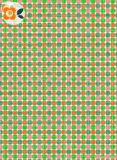Geschenkpapier Karos + Linien schmal, grün/orange